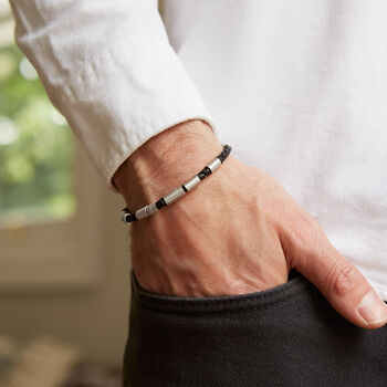 Limited Edition Men's Leather Morse Code Bracelet, 2 of 6