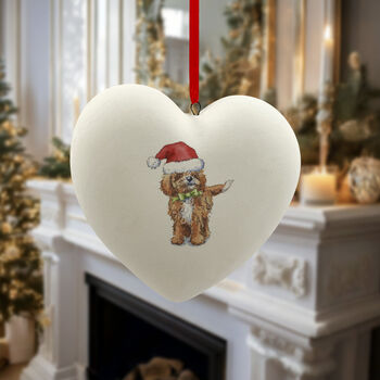 Cavapoo Red And White Ceramic Bauble, 3 of 4