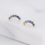 Ombre Sapphire Blue Cz Curved Bar Stud Earrings, thumbnail 3 of 12