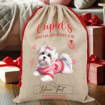 Personalised Dog Valentine Love Heart Sack, 10 of 12