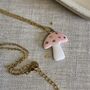 Baby Pink Ceramic Charm Mushroom Necklace, thumbnail 2 of 6