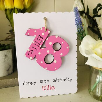 Personalised 18th Birthday Card Wooden Number Gift, 11 of 12