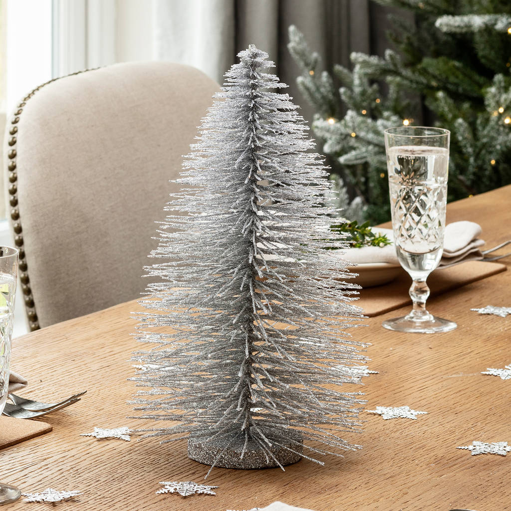 Mini Silver Glitter Christmas Tree With Fairy Lights By Lights4fun