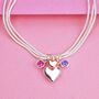Personalised Double Heart Birthstone Bracelet, thumbnail 2 of 6