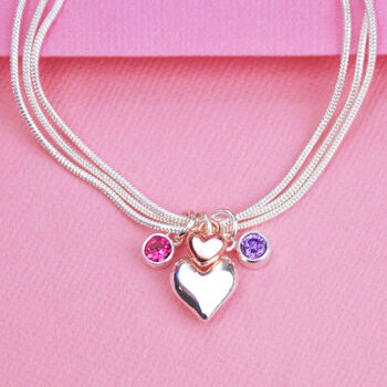 Personalised Double Heart Birthstone Bracelet, 2 of 6