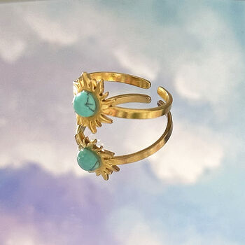 Turquoise Gemstone Sun Ring, 6 of 7
