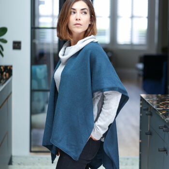Personalised Fine Knit Poncho Wrap In Teal, 2 of 2
