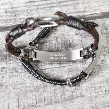 Daddy's Personalised Print Leather Bracelet, 3 of 4