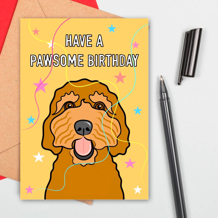 Cute Dog Large Size Birthday Card By Adam Regester Design