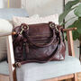 Leather Tote With Zip Pocket, Brown, thumbnail 1 of 6