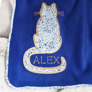 Liberty Cat Personalised New Baby Blanket Gift, 2 of 5