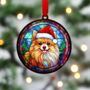 Pomeranian In Santa Hat Suncatcher Decoration, thumbnail 2 of 6
