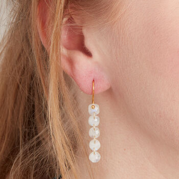 White Moonstone Gold And Silver Dangly Earrings, 4 of 10
