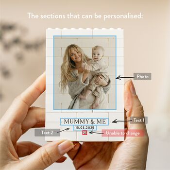 Personalised Mummy And Me Photo Block Keepsake With Date, First Mother's Day And New Mum Gift, 4 of 12