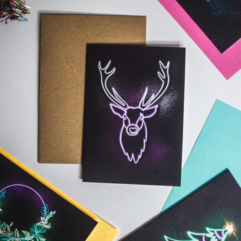 Neon Stag Christmas Greetings Card, 2 of 2