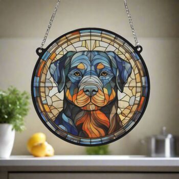 Rottweiler Stained Glass Effect Suncatcher, 5 of 6