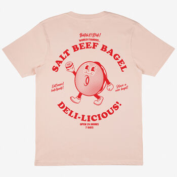 Salt Beef Bagel Unisex Graphic T Shirt In Peach, 2 of 2