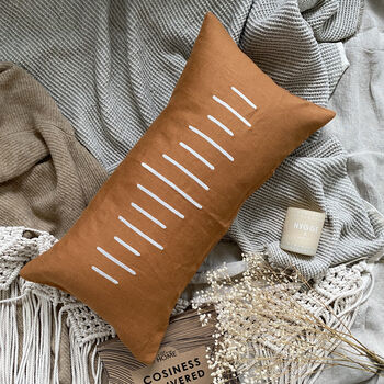 Linen Lumbar Cushion Cover Terracotta, 2 of 5
