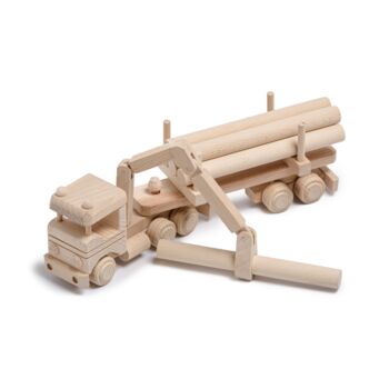 Handmade Wooden Timber Truck Toy With Loading Crane, 2 of 2