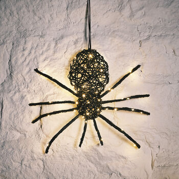 Light Up LED Black Rattan Spider Halloween Decoration, 5 of 6