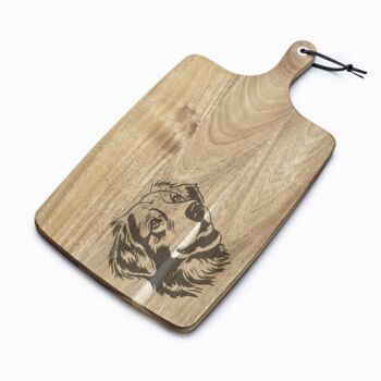 Personalised Nova Scotia Duck Tolling Retriever Toller Engraved Acacia Serving Board, 2 of 2