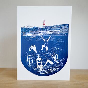 Plymouth Hoe Pontoons Wild Swimming Card, 4 of 4