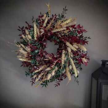 Christmas Dried Ruscus Wreath With Bunny Tails, 4 of 7