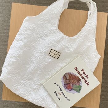 Embroidered White Floral Large Shoulder Bag, 2 of 7