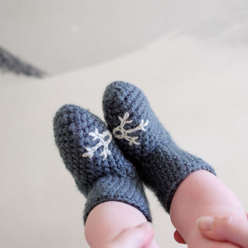 Handmade Baby Booties With Heart Or Snowflake, 5 of 12