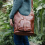 Leather Crossbody Pocket Bag, Tan, thumbnail 2 of 6