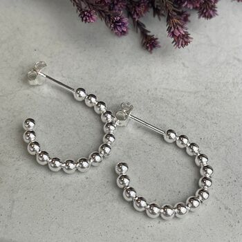 Sterling Silver Jewellery, Bead Ball Hoops Earrings, 2 of 12