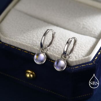 Dangle Moonstone Huggie Hoop In Sterling Silver, 3 of 11