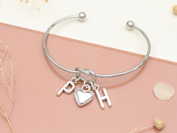 Personalised Double Initial Silver Bracelet, 5 of 6