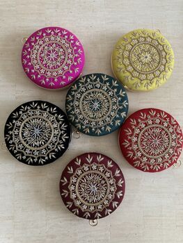 Maroon Circular Handcrafted Clutch Bag, 7 of 8