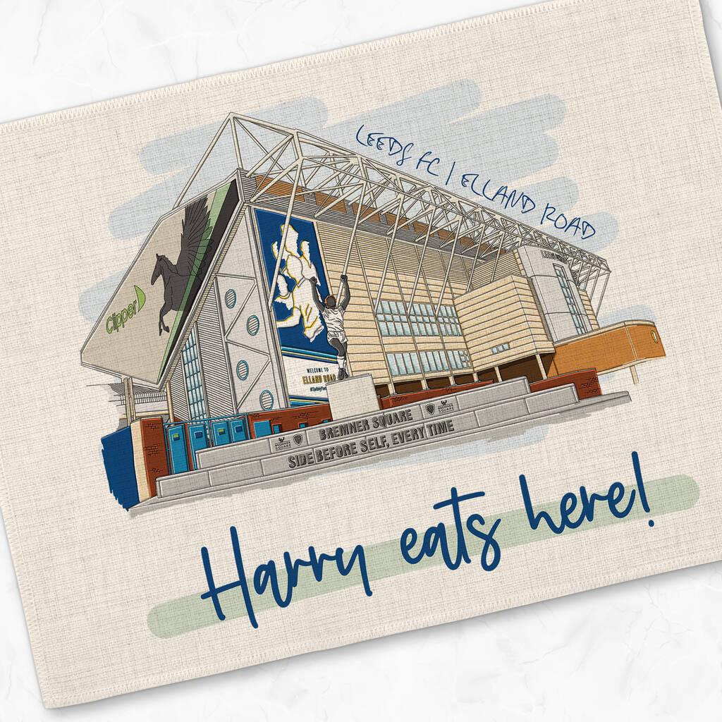 Personalised Leeds Utd Placemat, Football Gift By Moo and Snip