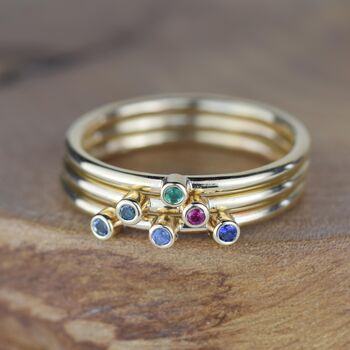 Solid 9ct Gold Custom Single Birthstone Stacking Ring, 3 of 9