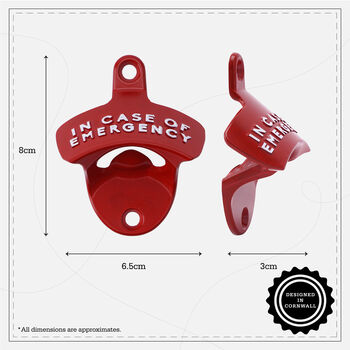 Red 'In Case Of Emergency' Metal Bottle Opener, 3 of 7