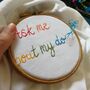 'Ask Me About My Dog' Hand Embroidered T Shirt, thumbnail 2 of 7