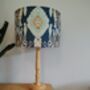 Blue Ikat Design Handmade Lampshade Blues Grey Beige Fabric Table Floor Or Ceiling Pendant, thumbnail 4 of 5