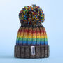 Eight Colour Pride Rainbow Luxury Reflective Bobble Hat, thumbnail 1 of 2