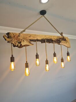 Olive Wood Light Fixture, 2 of 6