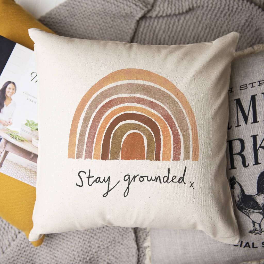 'stay Grounded' Earth Rainbow Cushion By So Close