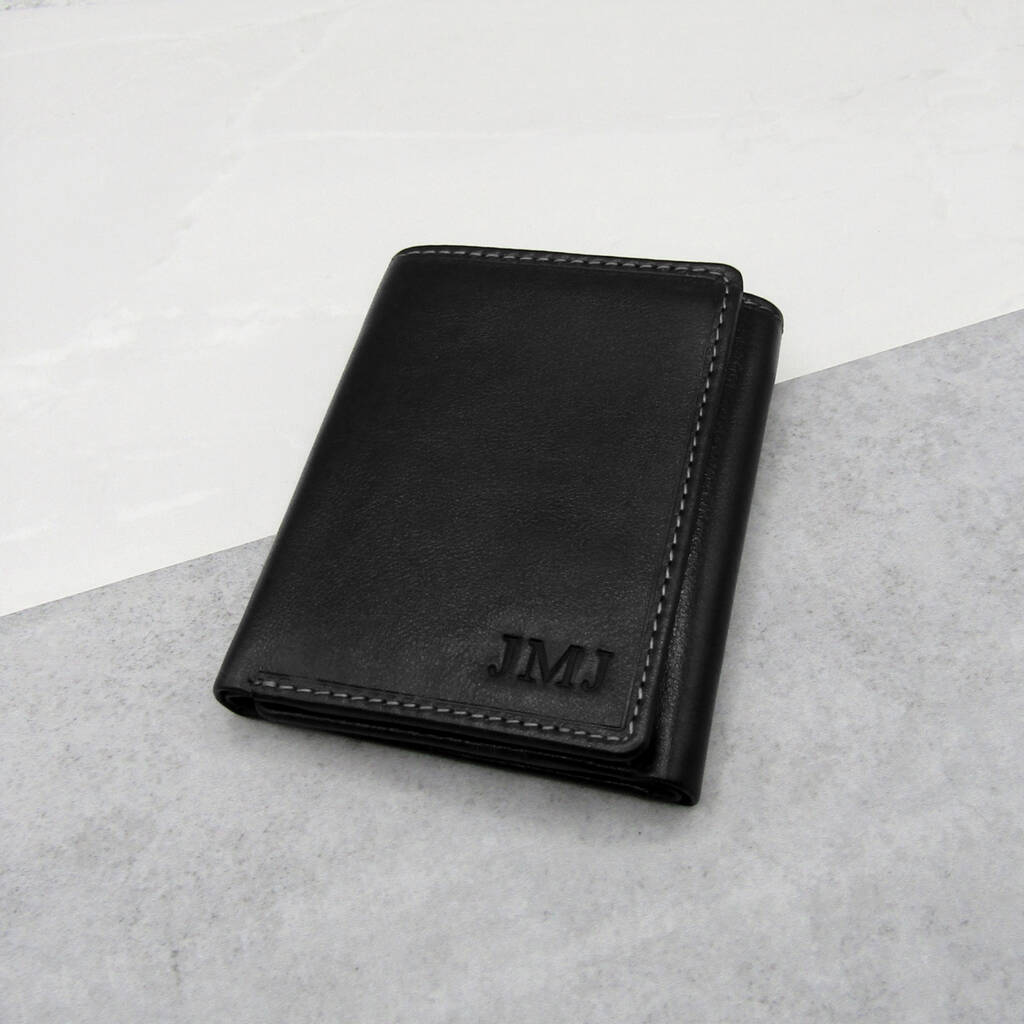 Personalised Men's Rfid Trifold Leather Wallet, 1 of 6
