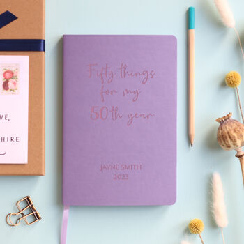 Personalised 50 Things For 50th Year Planner Notebook, 2 of 11
