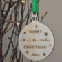 Personalised Wooden Mr And Mrs Bauble, thumbnail 3 of 4