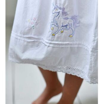 Girls Cotton Unicorn Embroidered Nightdress 'Ophelia', 3 of 6