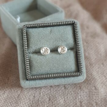 Organic Textured Silver And Crystal Stud Earrings, 6 of 7