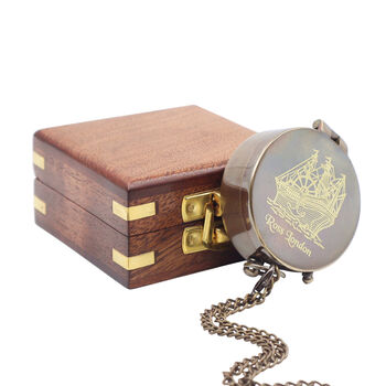 Rose London Compass With Wooden Box Or Leather Case, 8 of 9