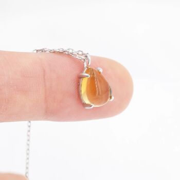 Genuine Yellow Citrine Droplet Necklace Sterling Silver, 6 of 11