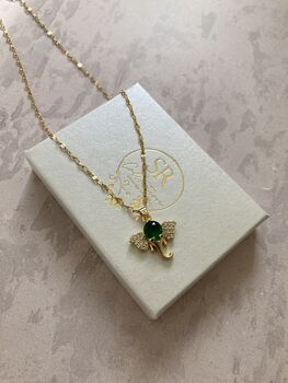 18 K Gold Plated Elephant Pendant Necklace Emerald, 11 of 12